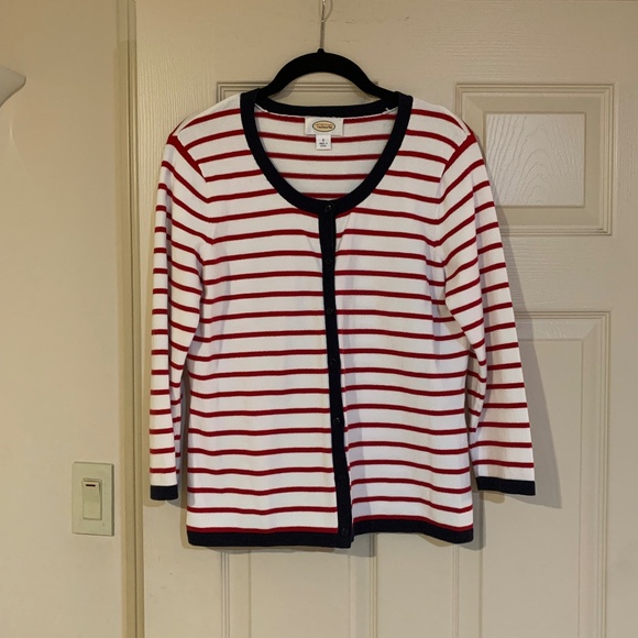 Talbots Sweaters - Talbots White/Red/Blue Cardigan Sweater sz 8